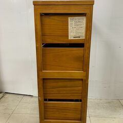 野菜ストッカーワゴン HYS-8030(OBR) 4輪 キャスター キャリーカート 手押しワゴン 運搬 家庭用 木製 インテリアの画像