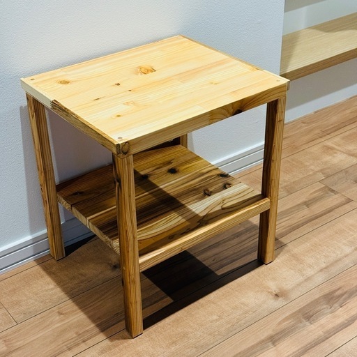 決まりました/ナチュラルウッドサイドテーブル/天然木製/杉無垢材/桧材