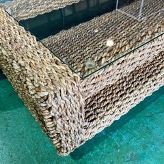 テーブル アジアン センターテーブル アジアン家具 ガラス天板　ローテーブル　横長【横120奥50高38.3】の画像