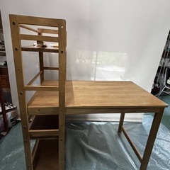 中古】木製 学習机 本棚付き ラック付き デスク 作業台 【IG040　BNG1F005】の画像