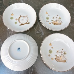 たち吉 tachikichi フクロウ 梟 豆皿 ミニ皿 小皿 4枚セットの画像