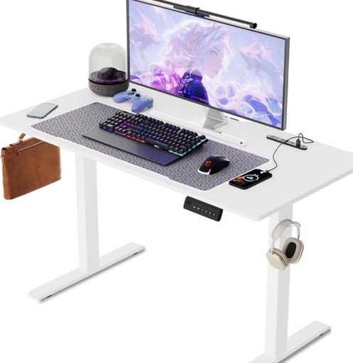 近日削除予定【未開封】電動昇降式デスク　机　ゲーミングデスクUSB・コンセント付　120x60cm ホワイト