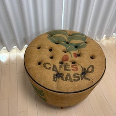 【美品】スツール(ブラジル　コーヒー豆の麻袋柄)の画像