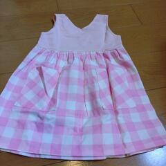 ハンドメイド　ジャンパースカート90　ピンクの画像