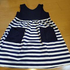 ハンドメイド　子供服　ジャンパースカート100 ストライプの画像
