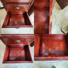 大理石天板 6段 チェスト ライティングビューロー 天然木 (ダルベルギア・シーソー) キャビネット 検) ヴィンテージ 象嵌 金具抽斗 引出し6個 ▪幅54×奥行42×高さ112.5㎝ ▪近隣配送無料 買取帝国 朝霞店の画像