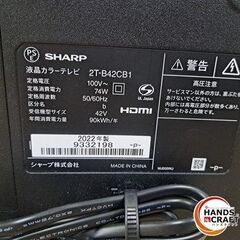 ✨シャープ　中古　2T-B42CB1　液晶テレビ ４２ｲﾝﾁ　2022年製　※スタンド無し　６ヶ月保証✨うるま市田場✨の画像