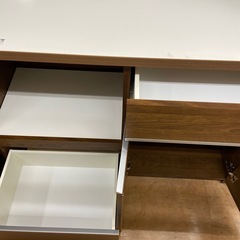 土井インテリヤ工業　3枚扉　レンジボード　ブラウン×ホワイトの画像