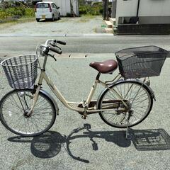 自転車　ママチャリ　前後カゴ付　普通に乗れます