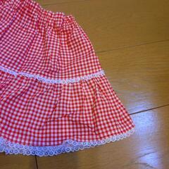 ハンドメイド　スカート90　チェック柄の画像