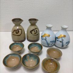 徳利4本とおちょこ6個セット　茶　白　250714-4Yの画像