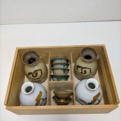 徳利4本とおちょこ6個セット　茶　白　250714-4Y