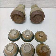 徳利4本とおちょこ6個セット　茶　白　250714-4Yの画像