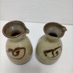 徳利4本とおちょこ6個セット　茶　白　250714-4Yの画像