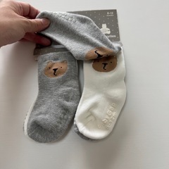 GAP ベビー靴下 3点セット 6-12ヶ月 くま柄 ストライプの画像