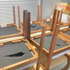 店頭引き渡し 中古 あずま工芸 いまだ 6人掛けダイニングセット ダイニングテーブル ダイニングチェア×6 セット  家具の画像