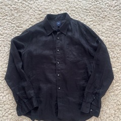 Gap 黒 リネン ボタンアップシャツ