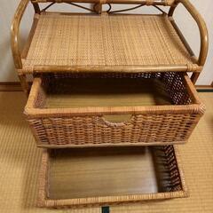 籐 ラタン 2段引出し 収納 チェストの画像