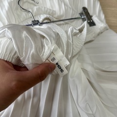 プリーツスカート　ロングスカート　オレンジピンク　ホワイトの画像