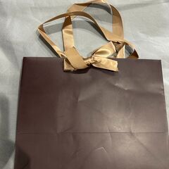 中型　ラッピング袋　茶色/ブラウン　リボンの画像