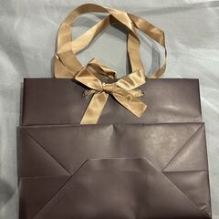 中型　ラッピング袋　茶色/ブラウン　リボン