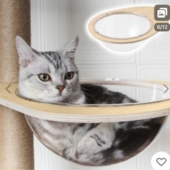 キャットタワーに取り付ける 透明ハンモックの画像