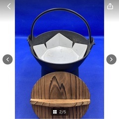 池永鉄工　鉄鍋　中古　現状品　鉄製　鍋　調理器具　調理グッツ　囲炉裏鍋　鉄鍋　一人鍋　木蓋付き　直径16㎝　＊B476-1＊の画像