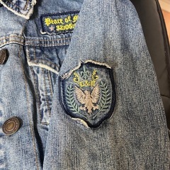 デニムブルー フード付きジャケットの画像