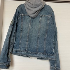 デニムブルー フード付きジャケットの画像