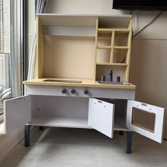 【木製】おままごとキッチン お店屋さん風 幅80cm LOWYA製 の画像