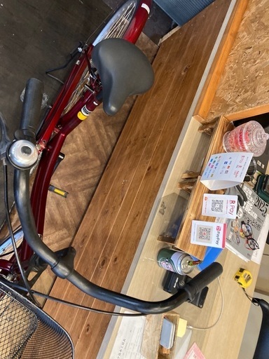 【SALE！8月末まで延長！防犯登録無料！前後タイヤ・チューブ新品！】シングルギア　26インチ自転車　ワインレッド