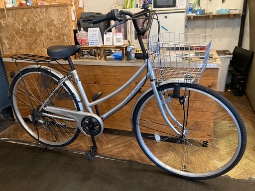 【SALE！8月末まで延長！防犯登録無料！チェーン新品！】6段変速　27インチ自転車　シルバー