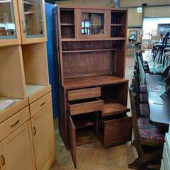 【愛品倶楽部柏店】@Cbi アクビ 2枚スライド扉 キッチンボード チーク無垢材 幅90cmの画像
