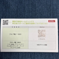 東急不動産 株主優待券 ゴルフ場 スキー場 2枚セット スポーツご優待共通券の画像