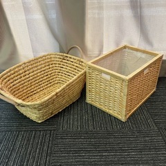 stp-3279  収納バスケット　4点セット　蓋つき　持ち手付き　かご　カゴ　収納　小物入れ　小物収納　収納ボックス　籠　収納カゴの画像
