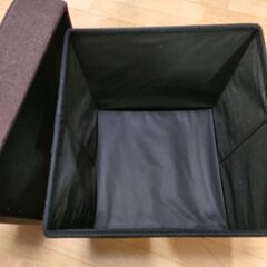 オットマン 収納ボックス折りたたみ 幅38×奥行38×高さ40cm ダークブラウン 不二貿易の画像