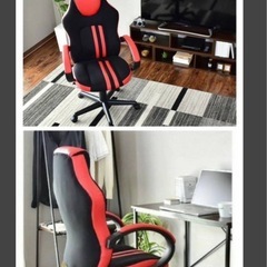 未使用 ハイバックオフィスチェア / レーシングチェア / ゲーミングチェア SX-51188 PVCレザー メッシュ RED×BLACK 要組立の画像