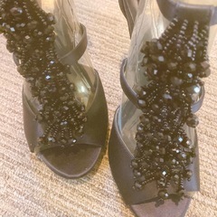 BCBGMAXAZRIA ビーズ装飾 ビジュー 高ヒールサンダル 38の画像