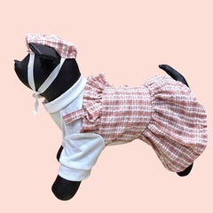 ペット服（犬猫）　ベレー帽付きワンピースの画像