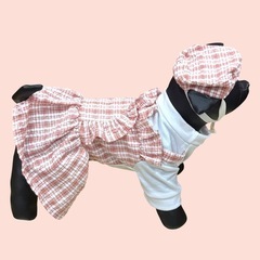 ペット服（犬猫）　ベレー帽付きワンピースの画像