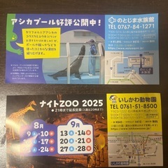 いしかわ動物園、のとじま水族館チケットの画像