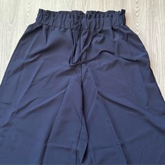 未使用　ワイドパンツ　ネイビー　XL　カジュアル　ゆったり　ウエストゴム　紐　紺の画像