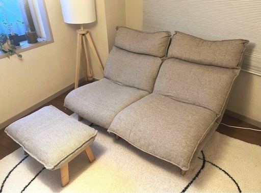 【ほぼ新品未使用】無印良品　ハイバックソファ二脚&オットマンのセット