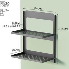 未使用 二段 折り畳み可能 キッチン収納 調味料ラック 壁掛け 水切り ブラックの画像