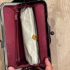 (8月末まで)着物用　ベロア黒がま口バッグの画像