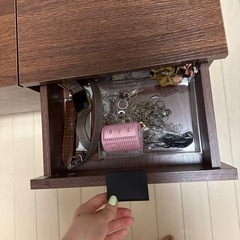 ダークブラウン木製ドレッサーテーブル ミラー付きの画像