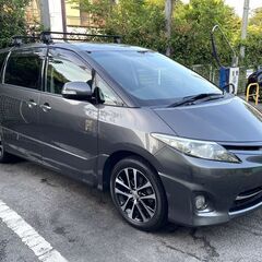 本車検2年付き、令和9年9月迄！4WD エスティマ！フリップダウンモニター！両側パワスラ！ルーフキャリア！後期18インチアルミ！四駆 4駆の画像