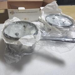 🧑‍🍳新品未使用　glanzIH調理器対応3層厚底ステンレス鍋 16cm深型片手鍋18cm深型両手鍋2点セットの画像