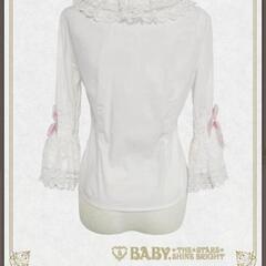 新品タグ付き ベイビーザスターズシャインブライト 白地 ピンクリボン ブラウス mary・marryブラウス ロリータの画像