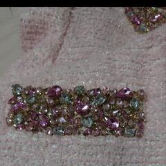 新品 EmiriaWiz エミリアウィズ  ツイード ビジュー ノーカラージャケット コート ピンクの画像